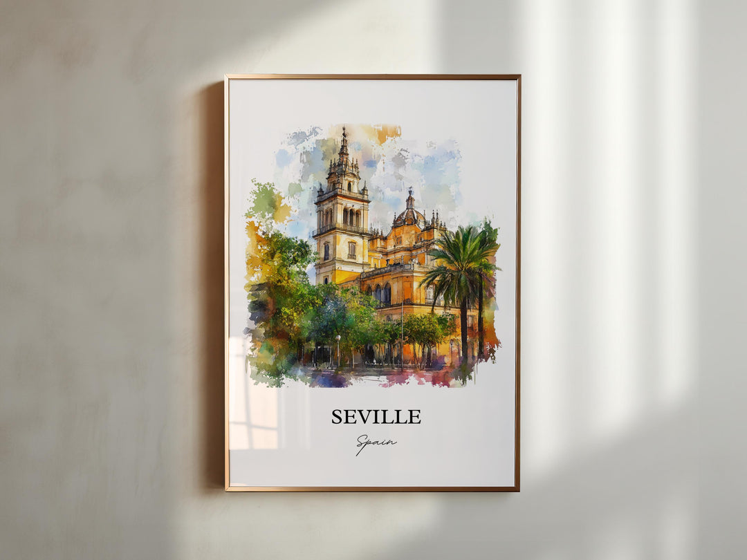Seville Spain Wall Art, Seville Spain Print, Spain Watercolor Art, Seville Gift, Travel Print, Travel Poster, Housewarming Gift