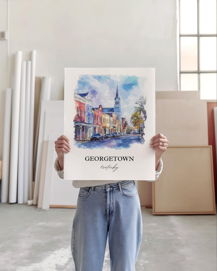 Georgetown, KY, Kentucky – Watercolor Art Print
