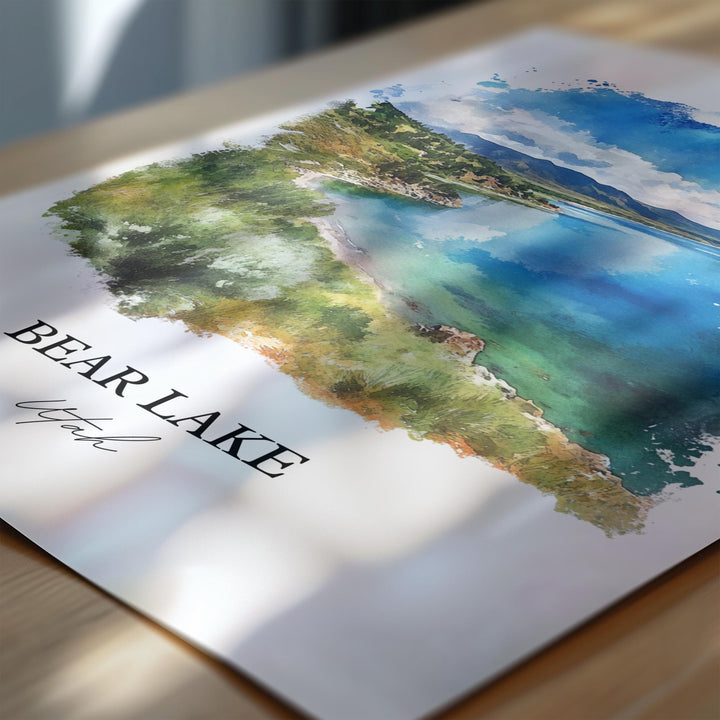 Bear Lake UT Wall Art, Garden City UT Print, Utah Watercolor Art, Bear Lake Gift, Travel Print, Travel Poster, Housewarming Gift