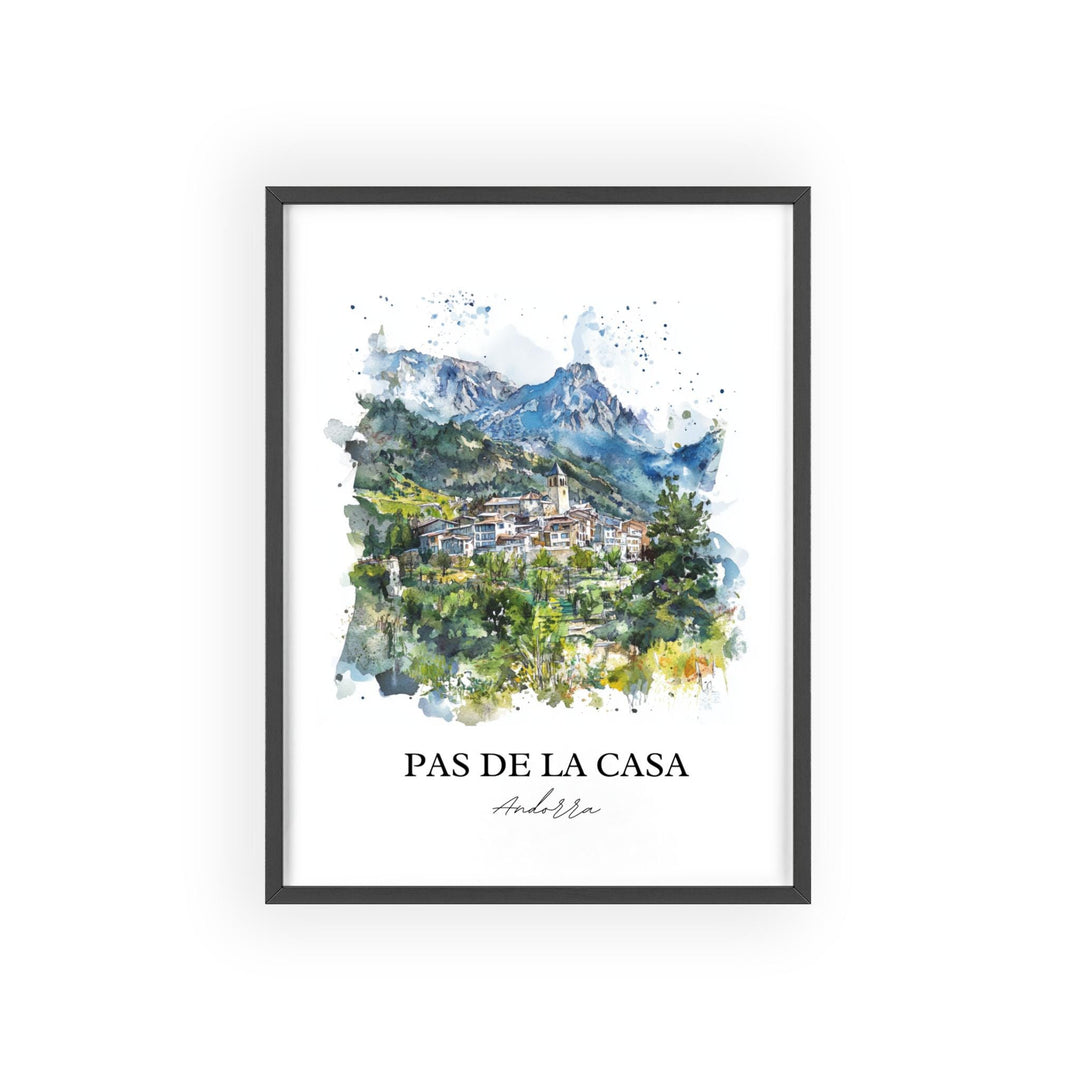 Pas de la Casa Wall Art, Pyrenees Print, Andorra Watercolor Art, Pas de la Casa Gift, Travel Print, Travel Poster, Housewarming Gift