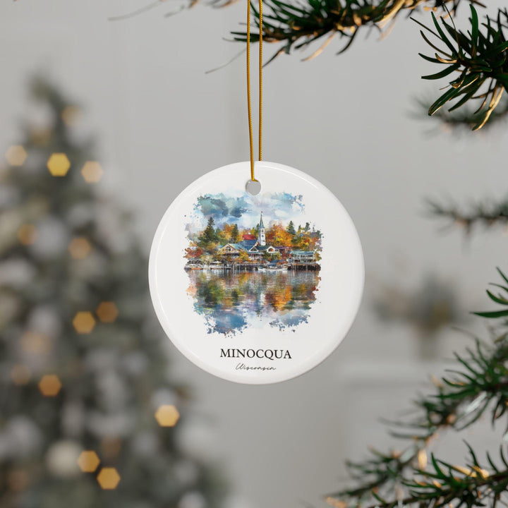 Minocqua WI Ornament: Unique Minocqua Souvenir, Minocqua Xmas Decor, and Authentic Wisconsin Gift