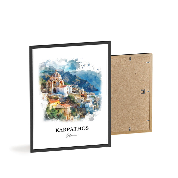 Karpathos Greece Wall Art, Dodecanese Islands Print, Greece Watercolor Art, Karpathos Gift, Travel Print, Travel Poster, Housewarming Gift