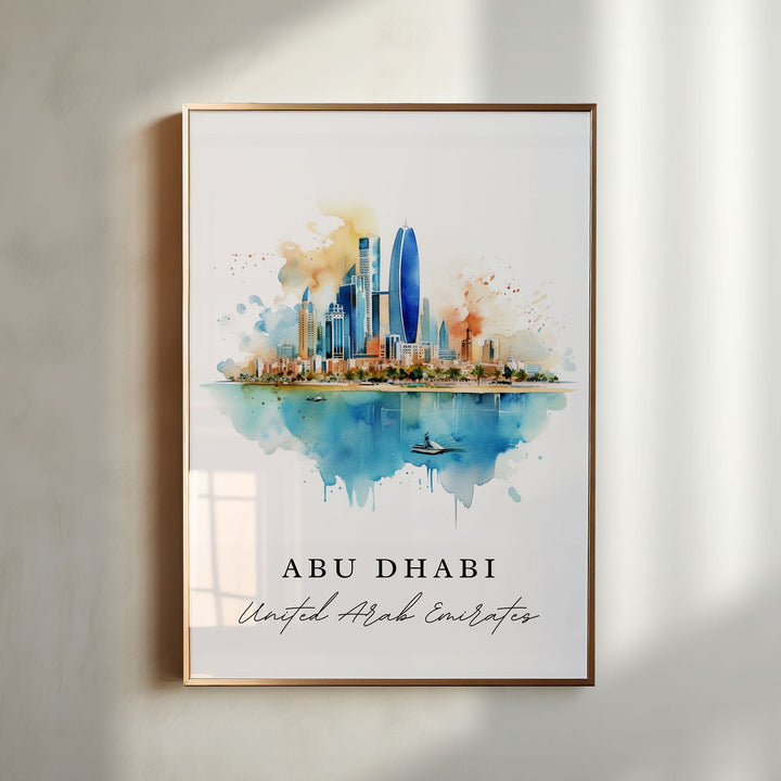 Abu Dhabi wall art - UAE, Abu Dhabi poster, Abu Dhabi Skyline gift, UAE Birthday present, Custom Text, Personalized Gift