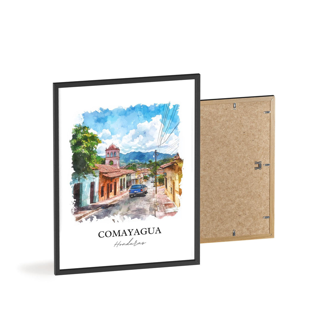 Comayagua Wall Art, Honduras Print, Honduras Watercolor Art, Comayagua Gift, Travel Print, Travel Poster, Housewarming Gift