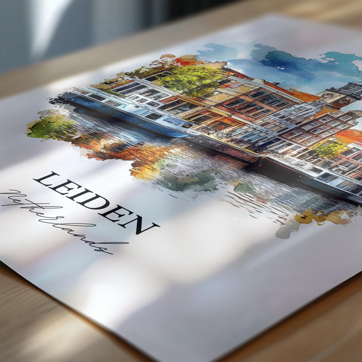 Leiden Wall Art, South Holland Print, Netherlands Watercolor Art, Leiden Netherlands Gift, Travel Print, Travel Poster, Housewarming Gift
