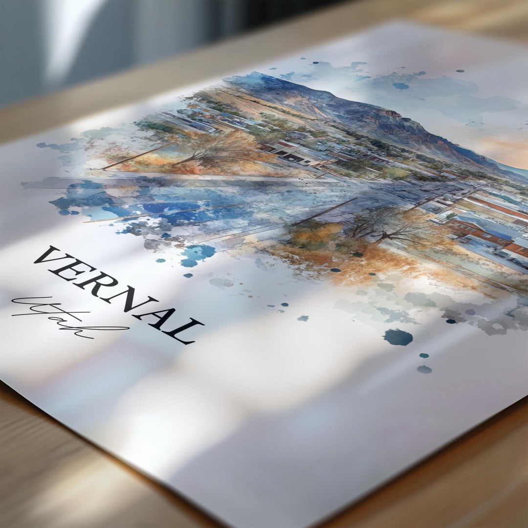 Vernal Utah Wall Art, Uintah County Print, Utah Watercolor Art, Vernal UT Gift, Travel Print, Travel Poster, Housewarming Gift