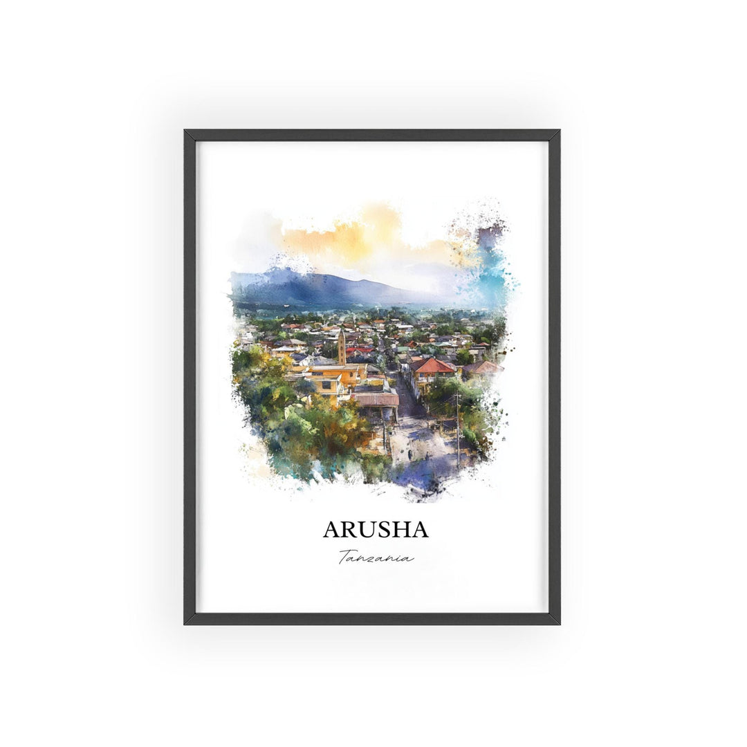 Arusha Tanzania Wall Art, Mt. Meru Print, Tanzania Watercolor Art, Arusha Tanzania Gift, Travel Print, Travel Poster, Housewarming Gift