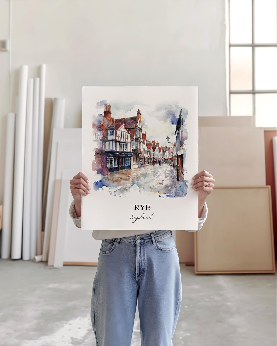 Rye England Wall Art, Rye Print, East Sussex Watercolor, Rye England Gift, Travel Print, Travel Poster, Housewarming Gift