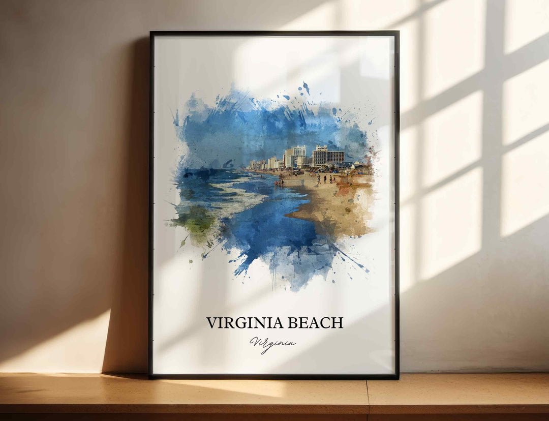 Virginia Beach, Virginia, USA– Watercolor Art Print