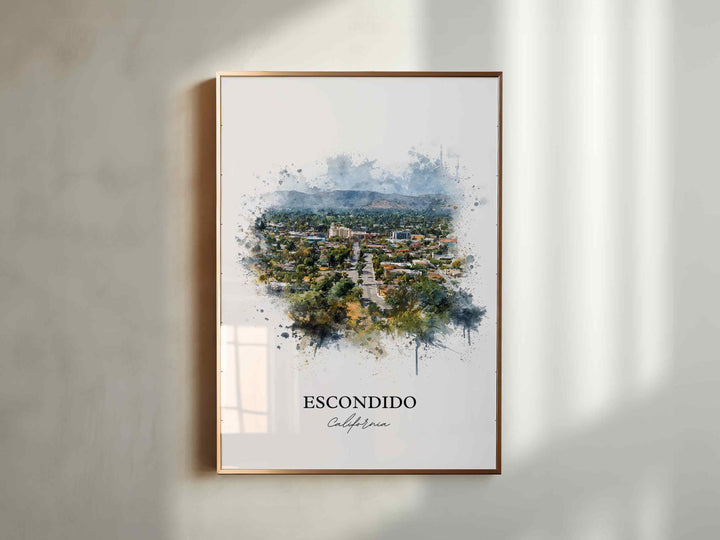 Escondido CA Wall Art, Escondido Print, Escondido Watercolor Art, Escondido California Gift, Travel Print, Travel Poster, Housewarming Gift