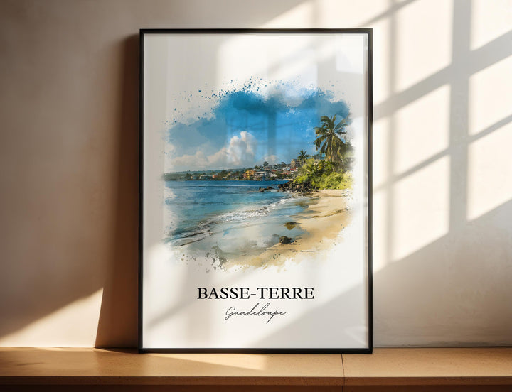 Basse-Terre Wall Art, Guadeloupe Print, Guadeloupe Watercolor Art, Caribbean Gift, Caribbean Travel Print, Travel Poster, Housewarming Gift