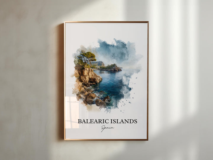Balearic Islands Wall Art, Balearic Islands Print, Spain Watercolor Art, Spain Gift, Balearic Travel Print, Travel Poster, Housewarming Gift
