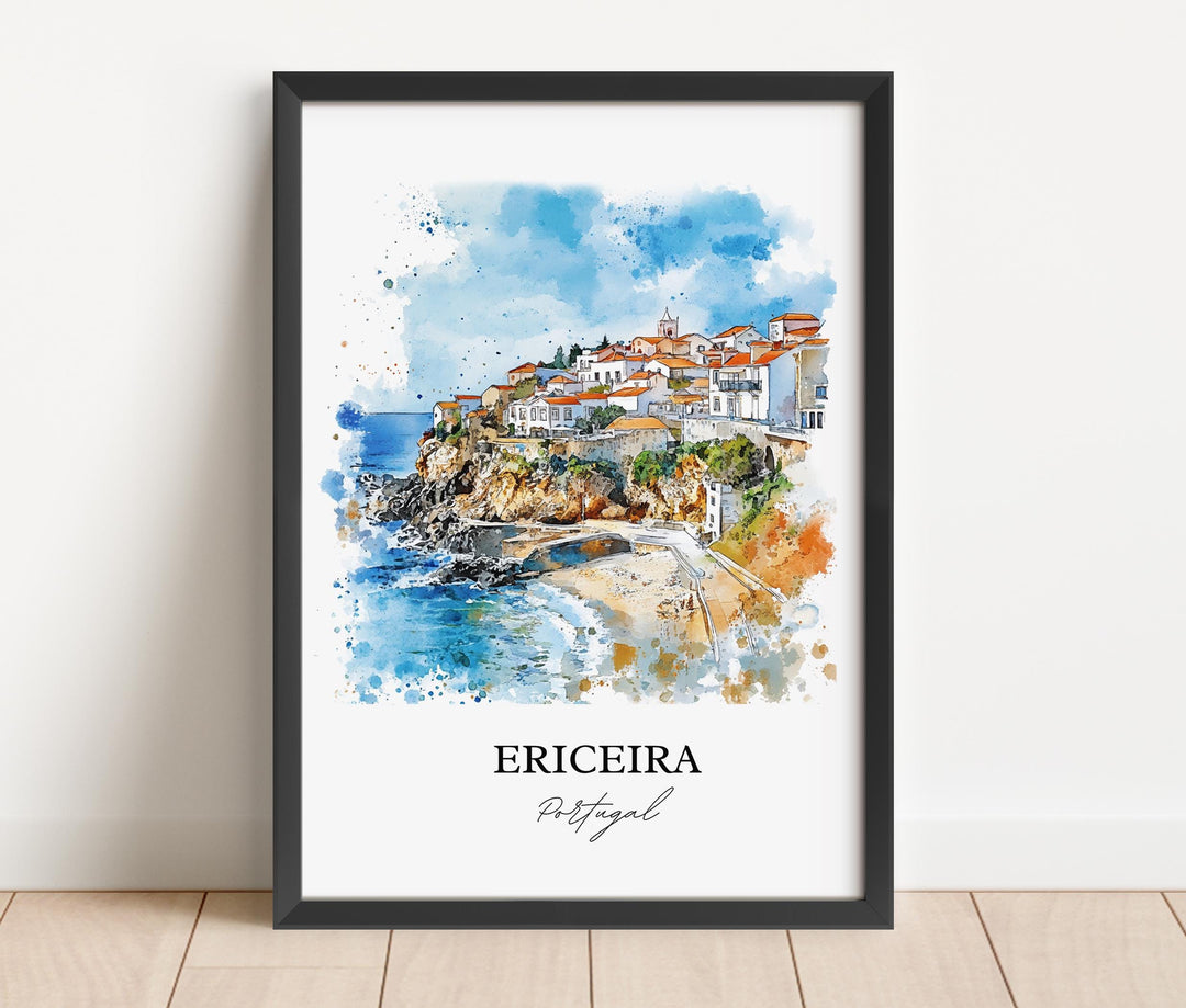 Ericeira Wall Art, Lisbon Print, Portugal Watercolor Art, Ericeira Gift, Travel Print, Travel Poster, Housewarming Gift