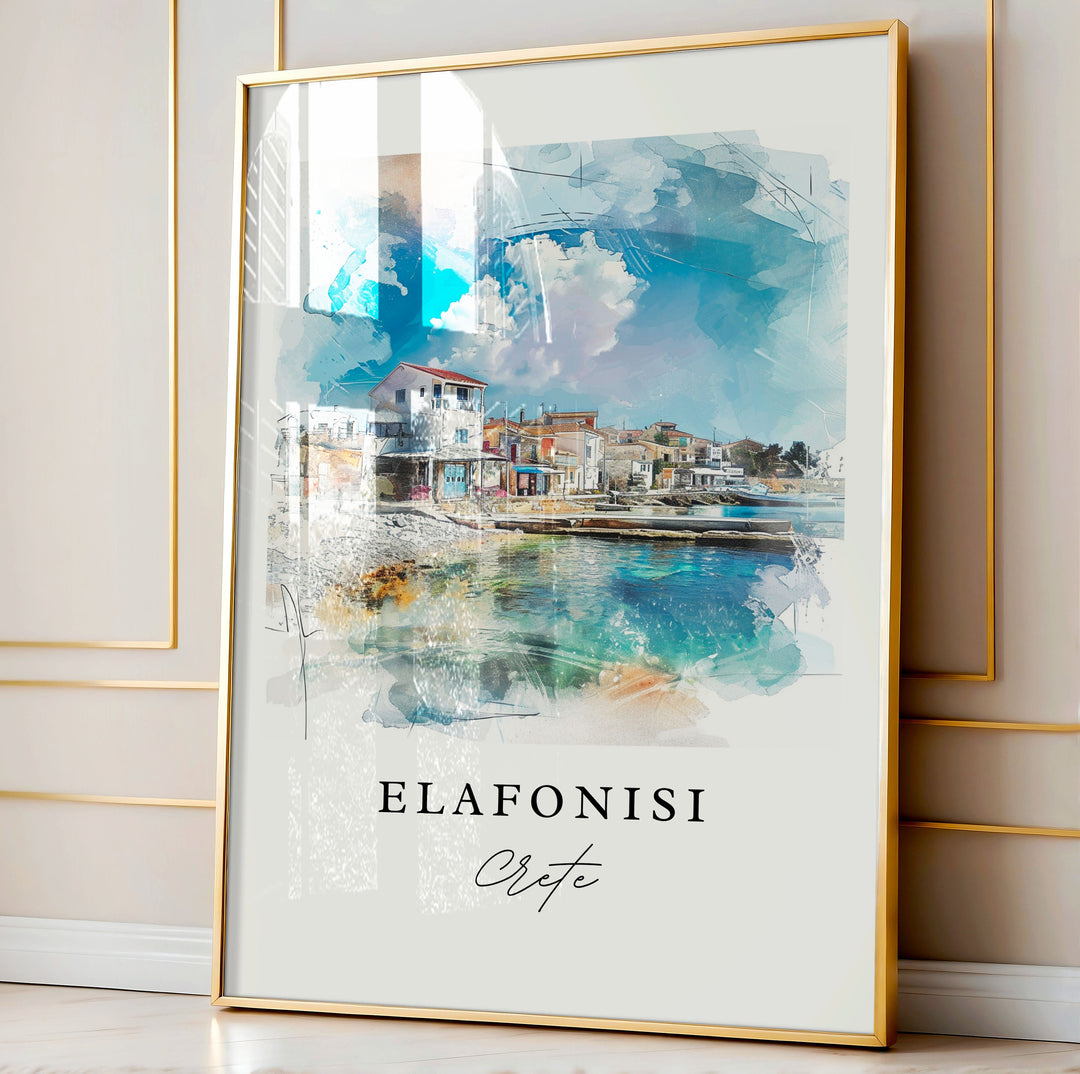 Elafonisi Greece wall art - Crete Greece, Elafonisi print, Elafonisi Wedding gift, Crete Birthday present, Custom Text, Perfect Gift