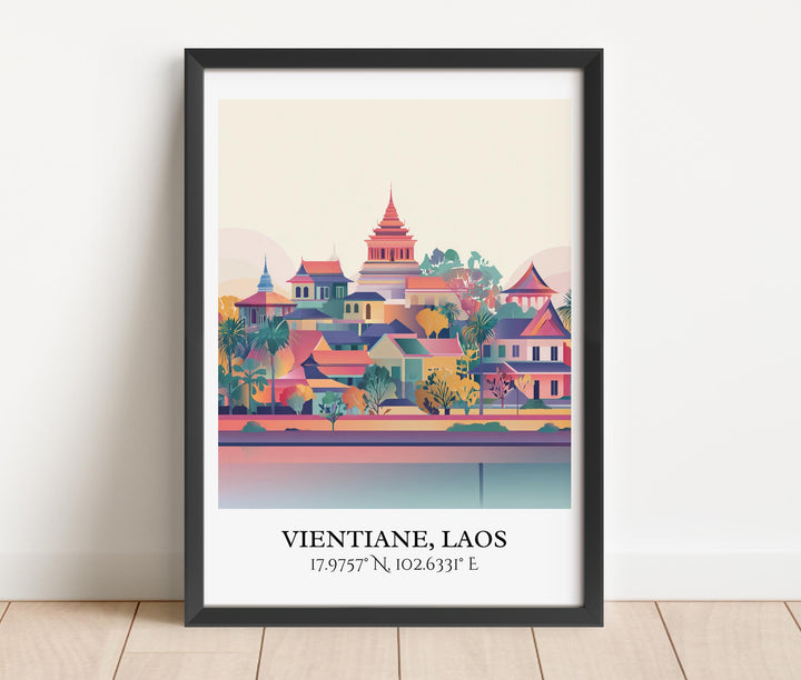 Vientiane Laos Art, Vientiane Retro Travel Art, Vientiane Home Decor, Vientiane Gift, Laos Travel Art, Travel Prints, Housewarming Gift
