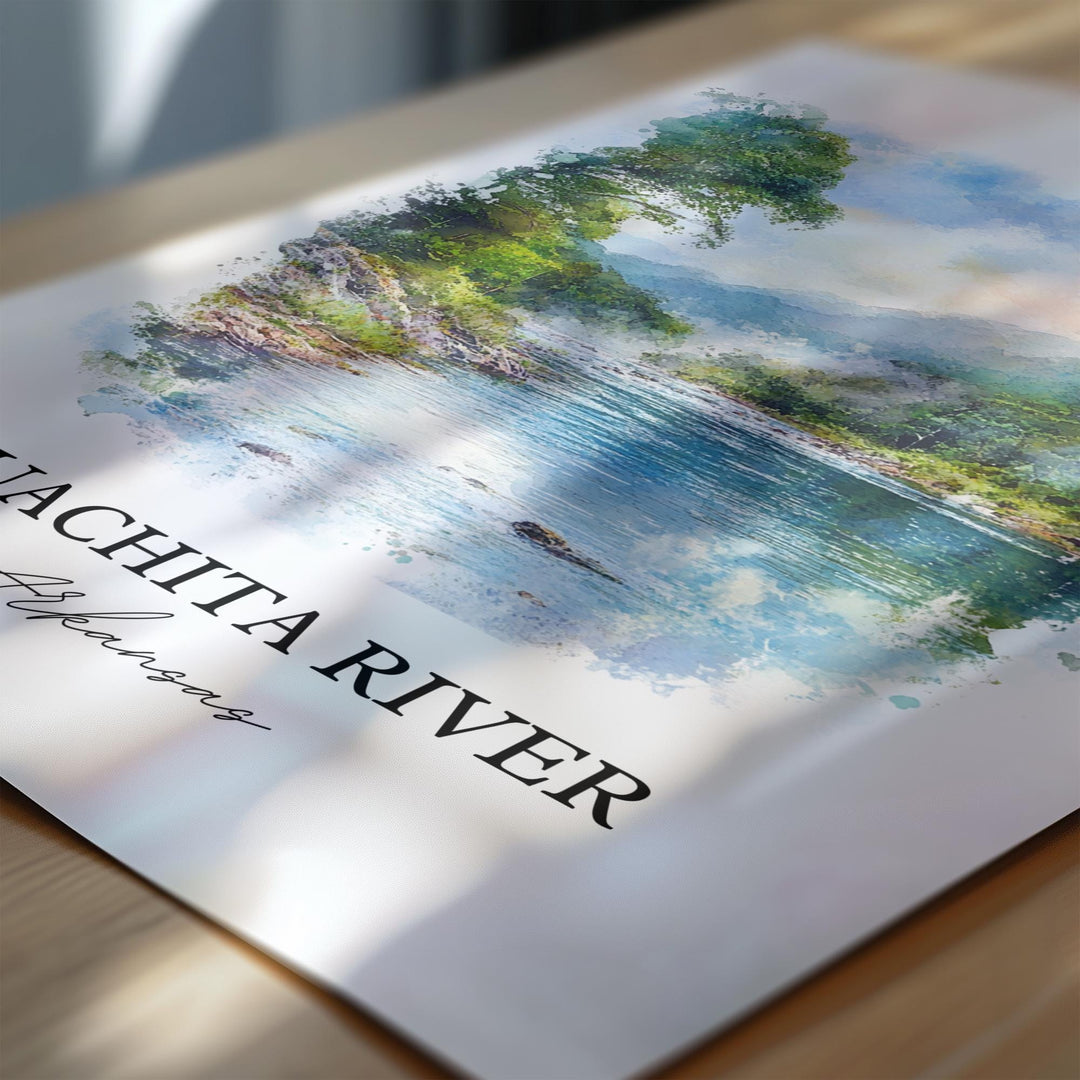 Ouachita River Wall Art, Black River Print, Arkansas Watercolor Art, Ouachita River Gift, Travel Print, Travel Poster, Housewarming Gift