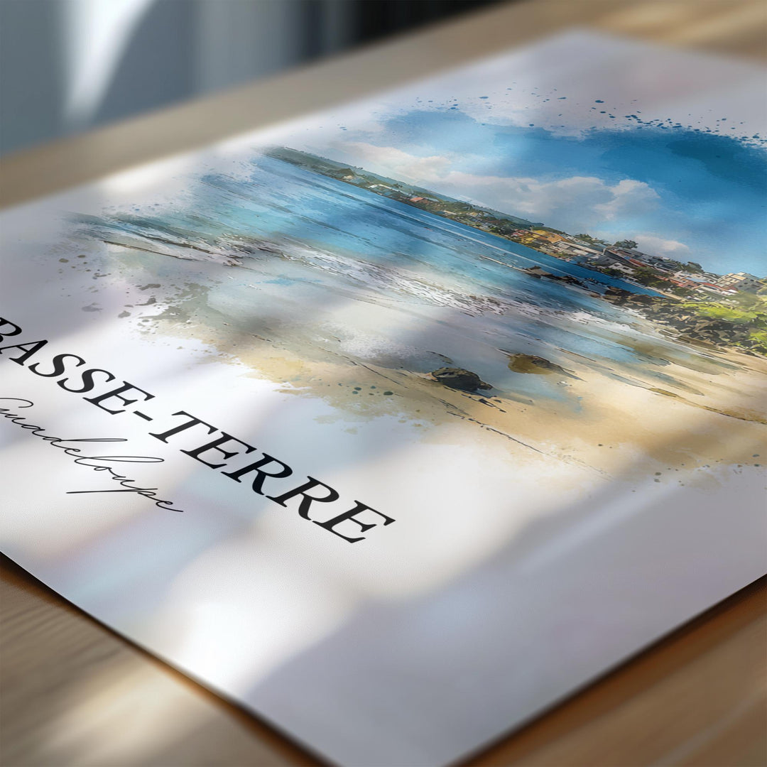 Basse-Terre Wall Art, Guadeloupe Print, Guadeloupe Watercolor Art, Caribbean Gift, Caribbean Travel Print, Travel Poster, Housewarming Gift