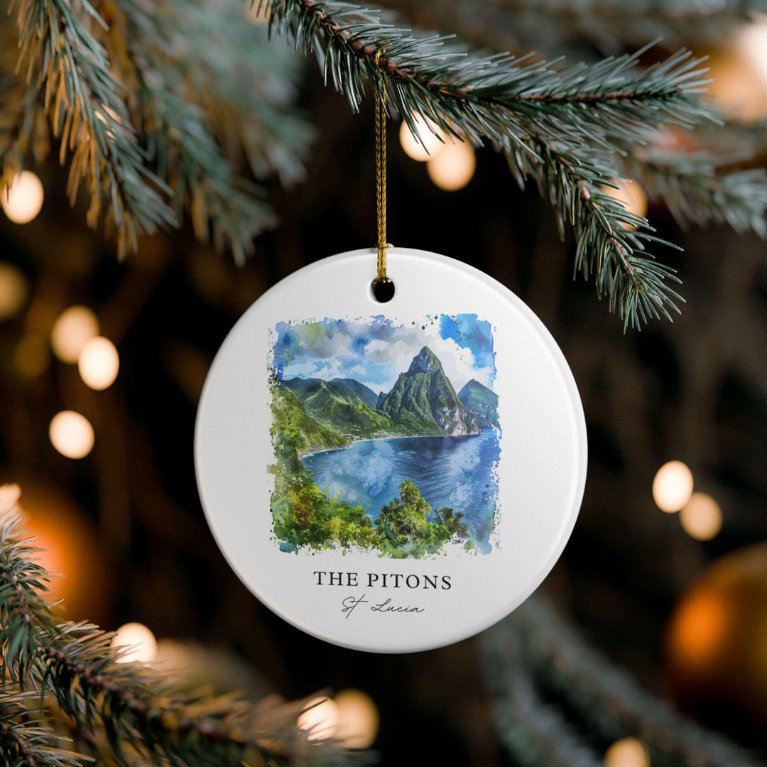 Pitons St. Lucia Ornament: Unique St Lucia Souvenir, The Pitons Xmas Decor, and Authentic Saint Lucia Caribbean Gift