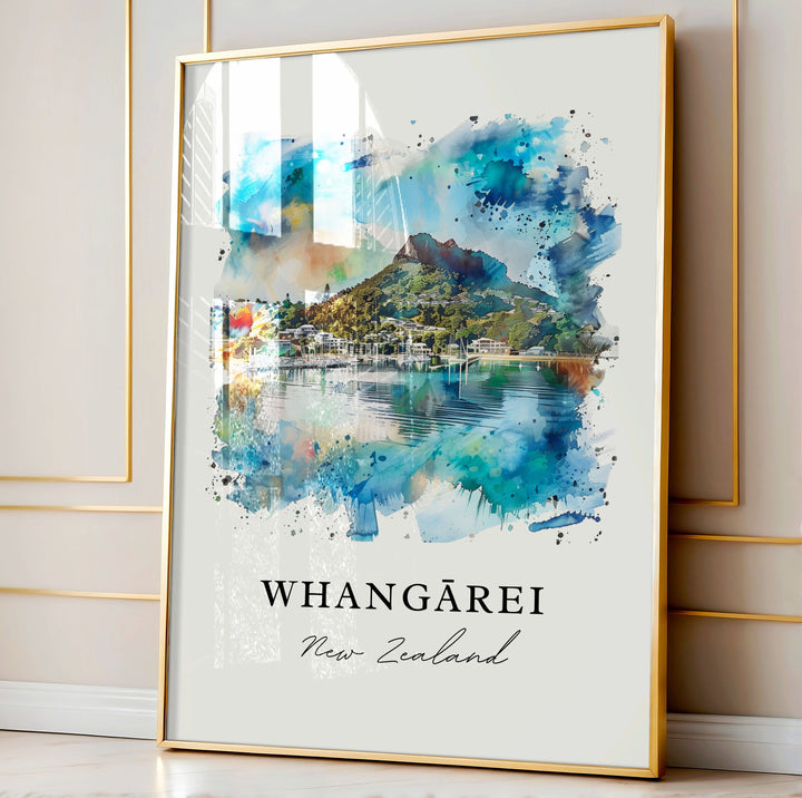 Whangarei Wall Art, Whangarei NZ Print, Whangarei Watercolor, Whangarei New Zealand Gift,