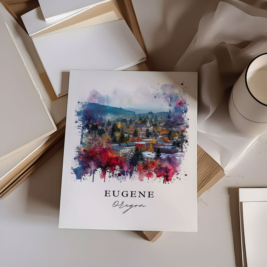 Eugene OR Wall Art, Oregon Print, Eugene Wall Art, Eugene Oregon Gift, Travel Print, Travel Poster, Travel Gift, Housewarming Gift