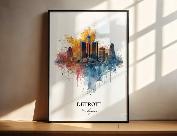 Detroit, MI – Watercolor Art Print