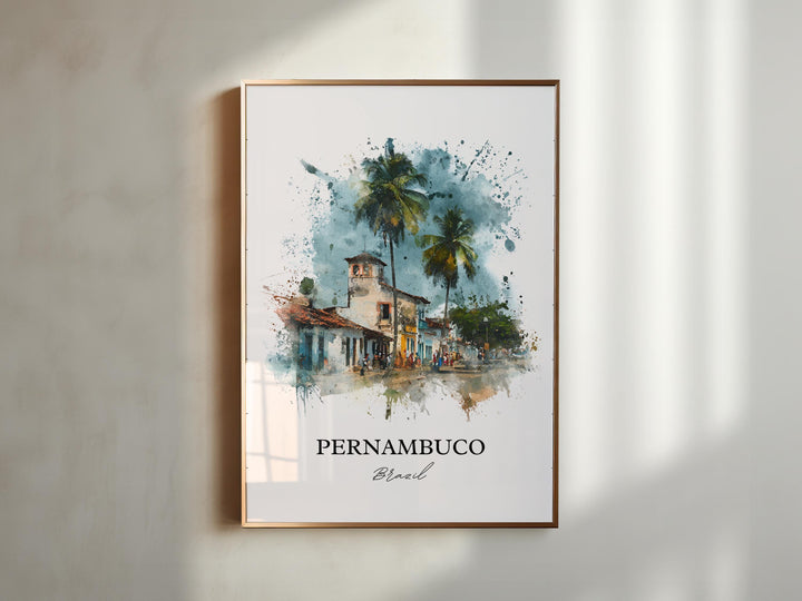 Pernambuco Brazil Wall Art, Pernambuco Print, Pernambuco Watercolor Art, Pernambuco Gift, Travel Print, Travel Poster, Housewarming Gift