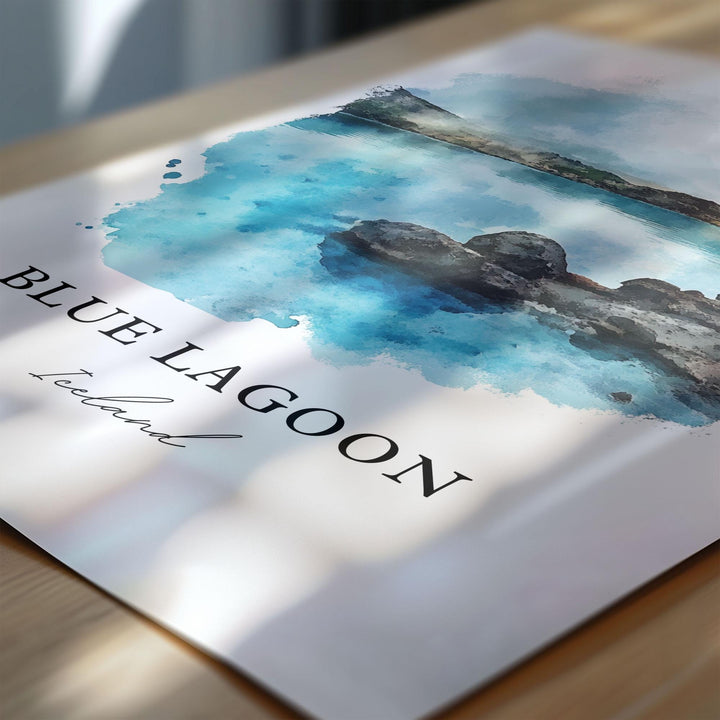 Blue Lagoon Wall Art, Iceland Print, Grindavík Iceland Watercolor Art, Blue Lagoon Gift, Travel Print, Travel Poster, Housewarming Gift