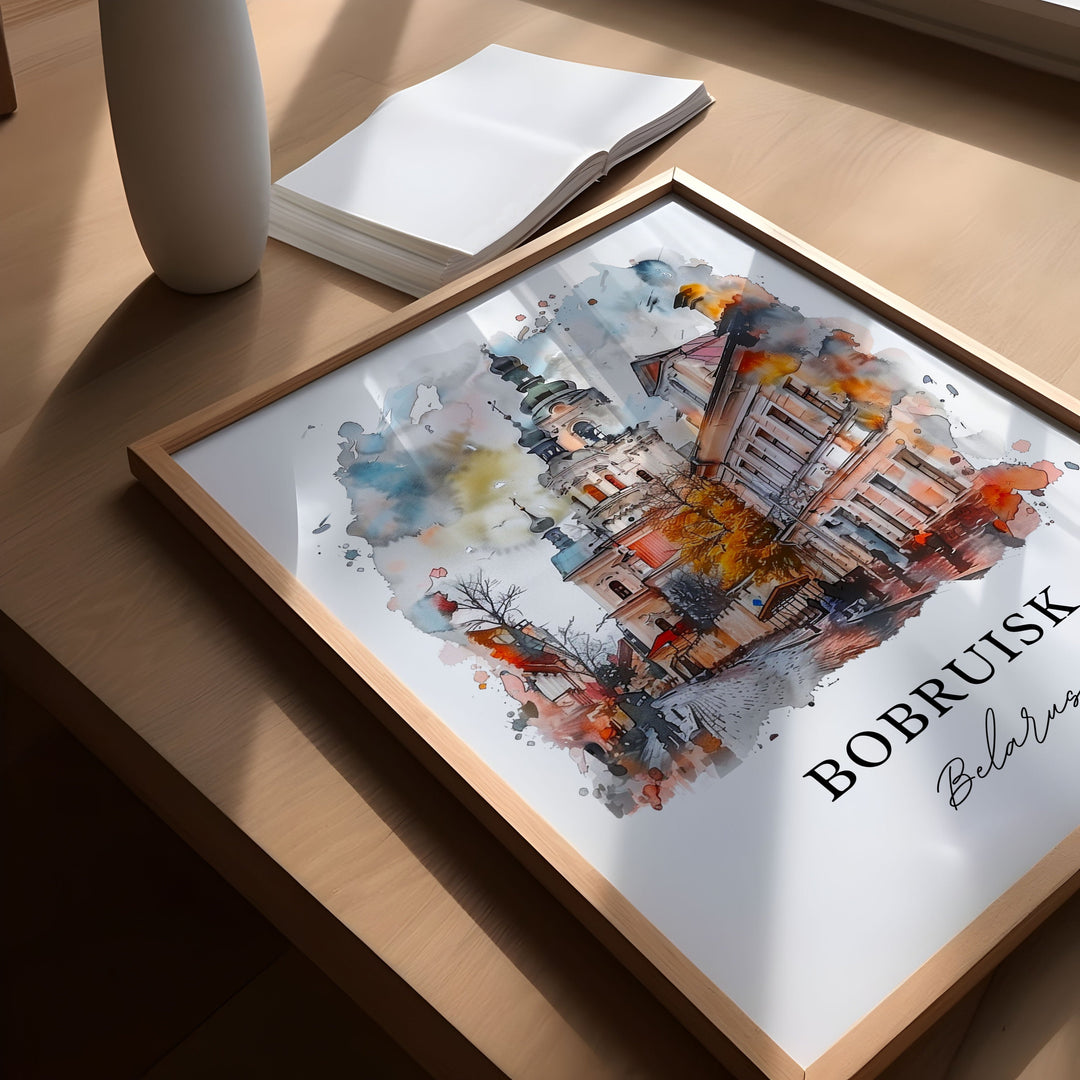 Bobruisk Wall Art, Bobruisk Print, Bobruisk Blearus Watercolor Art, Blearus Gift, Travel Poster, Belarus Housewarming Gift