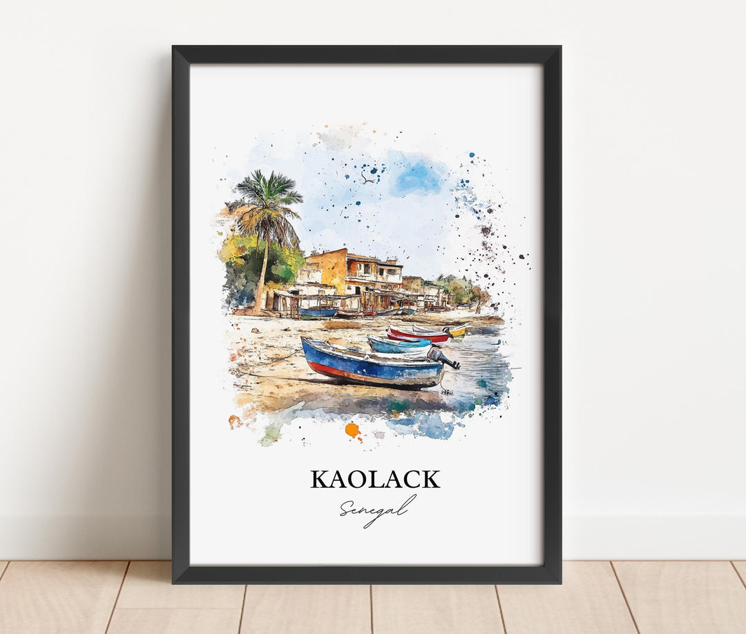 Kaolack Wall Art, Senegal Print, Senegal Watercolor Art, Kaolack Senegal Gift, Travel Print, Travel Poster, Housewarming Gift