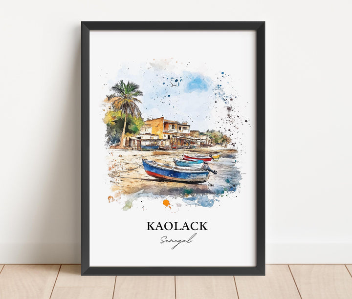 Kaolack Wall Art, Senegal Print, Senegal Watercolor Art, Kaolack Senegal Gift, Travel Print, Travel Poster, Housewarming Gift