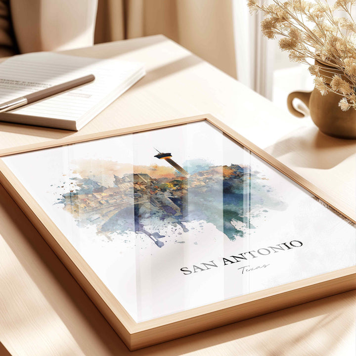 San Antonio, Texas – Watercolor Art Print