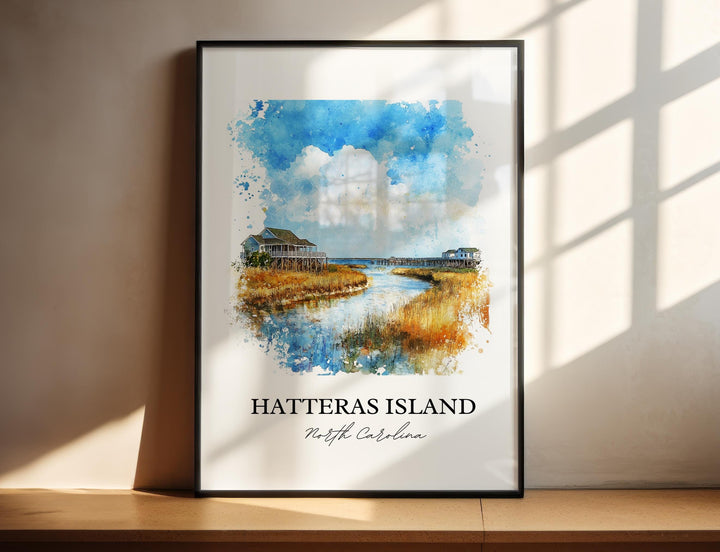 Hatteras Island NC Wall Art, Dare County Print, NC Watercolor Art, Hatteras Island Gift, Travel Print, Travel Poster, Housewarming Gift