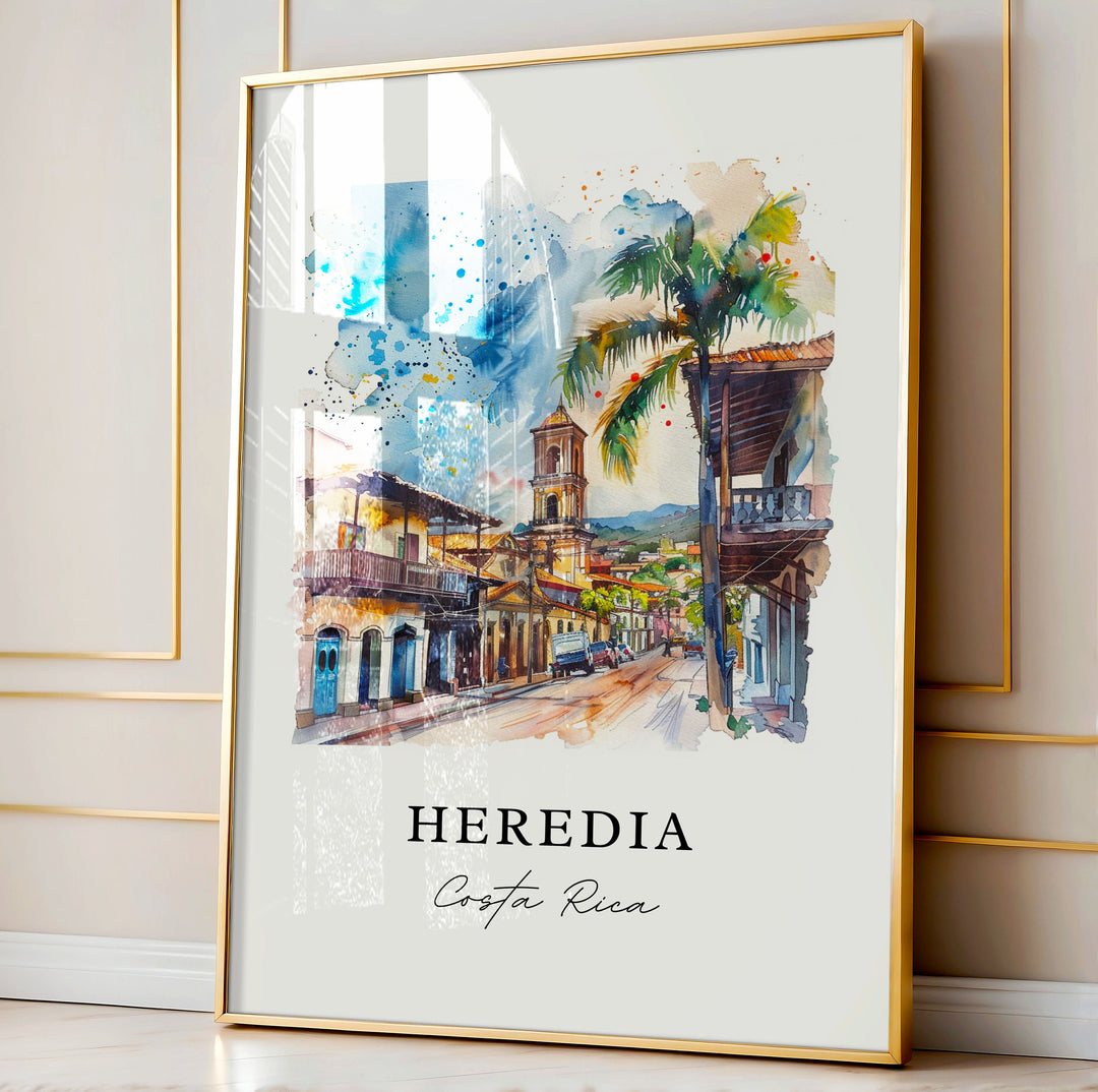 Heredia Costa Rica Art, Heredia Print, Heredia Watercolor, Heredia CR Gift,