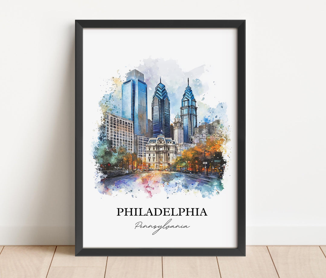 Philadelphia Wall Art, Philadelphia Print, Philly Watercolor Art, Philadelphia Gift, Travel Print, Travel Poster, Housewarming Gift