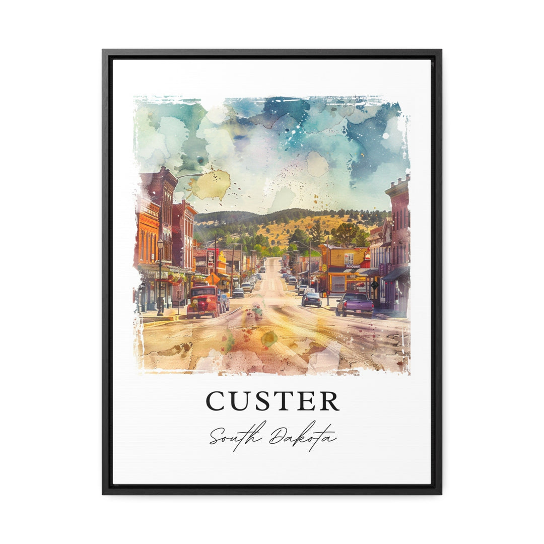 Custer South Dakota Wall Art, Custer SD Print, Custer Watercolor, Mount Rushmore Gift,