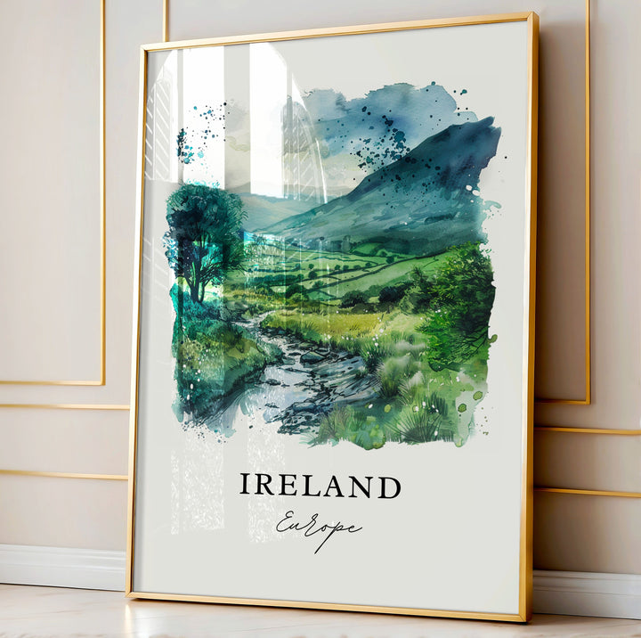 Ireland Scenery Wall Art, Ireland Landscape, Ireland Watercolor, Ireland Country Gift,