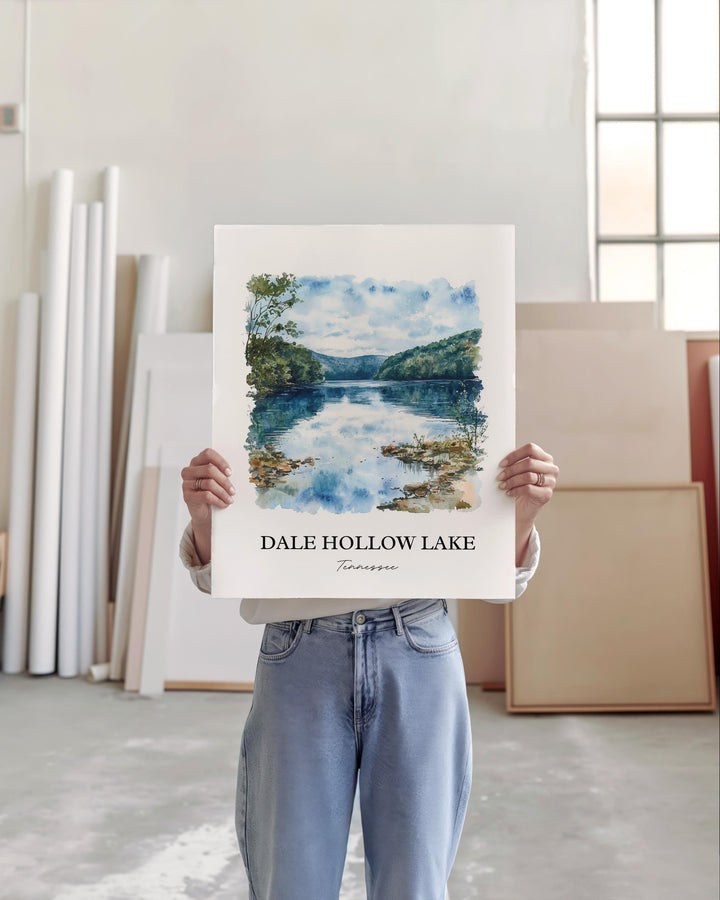 Dale Hollow Lake Wall Art, Celina TN Print, Tennessee Watercolor Art, Dale Hollow Lake Gift, Travel Print, Travel Poster, Housewarming Gift