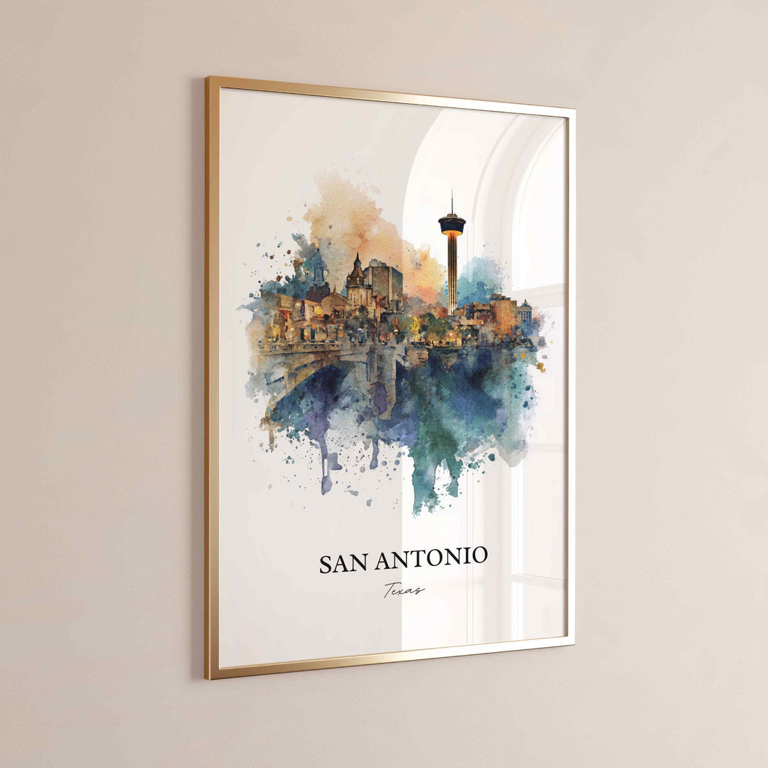San Antonio, Texas – Watercolor Art Print
