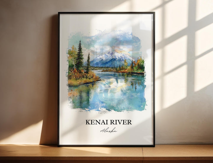 Kenai River Wall Art, Anchorage AK Print, Alaska Watercolor Art, Kenai River Alaska Gift, Travel Print, Travel Poster, Housewarming Gift