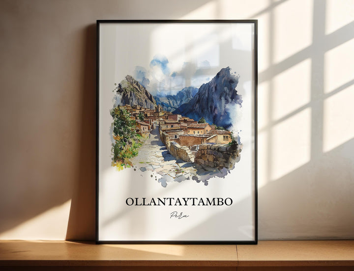 Ollantaytambo Wall Art, Sacred Valley Print, Machu Picchu Watercolor Art, Ollantaytambo Gift, Travel Print, Travel Poster, Housewarming Gift