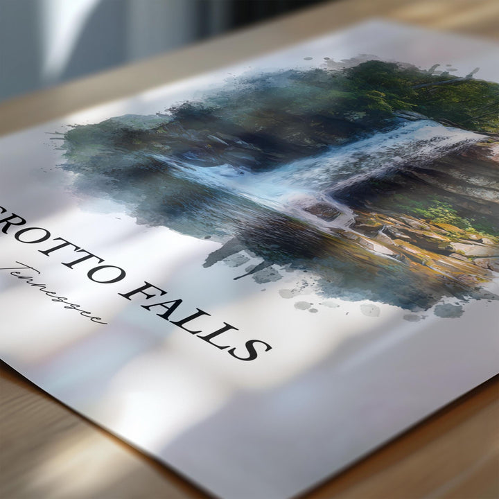 Grotto Falls Wall Art, Sevier County TN Print, Tennessee Watercolor Art, Grotto Falls Gift, Travel Print, Travel Poster, Housewarming Gift