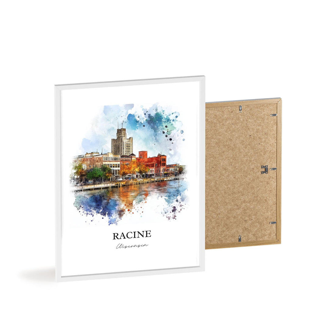 Racine WI Wall Art, Racine County Print, Wisconsin Watercolor Art, Racine WI Gift, Travel Print, Travel Poster, Housewarming Gift