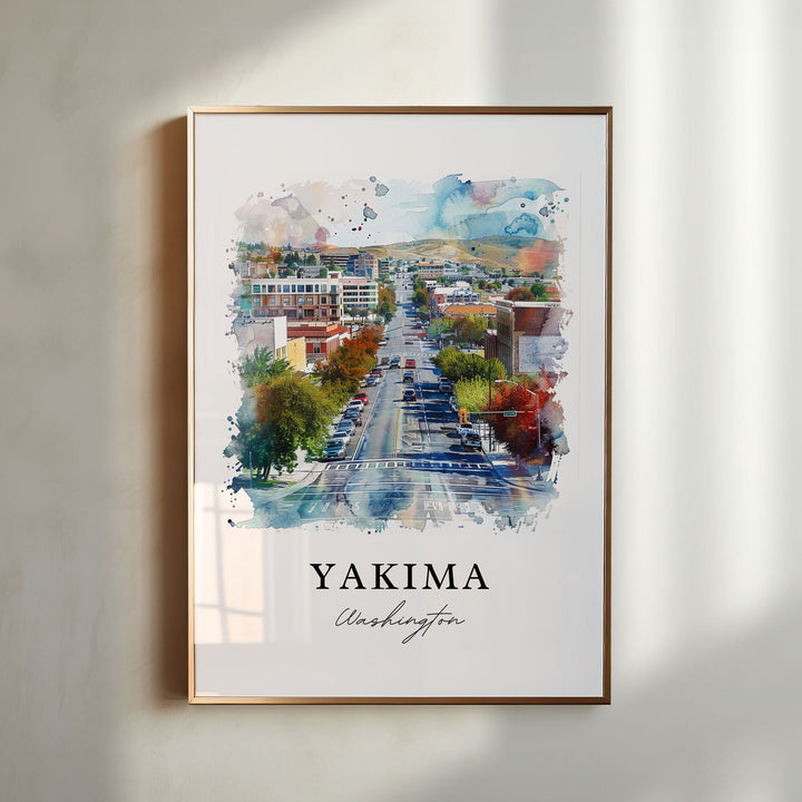 Yakima WA Wall Art, Yakima Print, Yakima Watercolor Art, Yakima Valley Washington Gift,