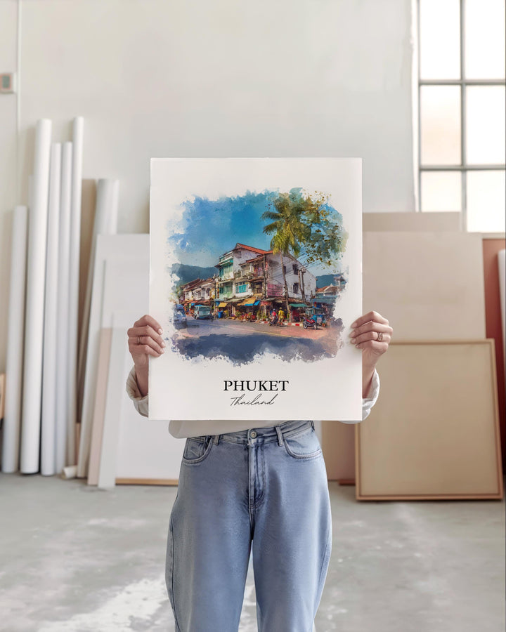 Phuket Thailand Wall Art, Phuket Print, Phuket Watercolor Art, Phuket Gift, Phuket Travel Print, Travel Poster, Housewarming Gift