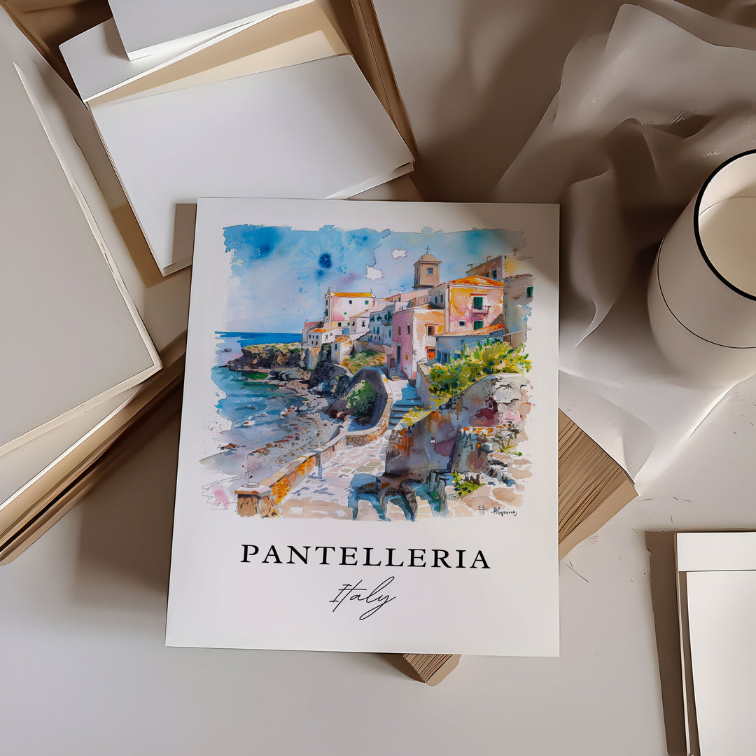 Pantelleria Italy Art, Sicily Print, Pantelleria Watercolor Art, Pantelleria Italy Gift,