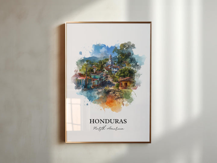 Honduras Wall Art, Honduras Print, Honduras Watercolor Art, Honduras Gift, Travel Print, Travel Poster, Housewarming Gift