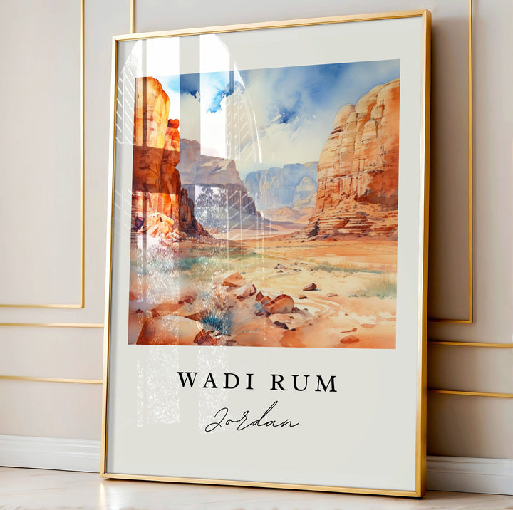 Wadi Rum wall art - Saudi Arabia, Wadi Rum poster print, Wadi Rum Wedding gift, Birthday present, Custom Text, Perfect Gift