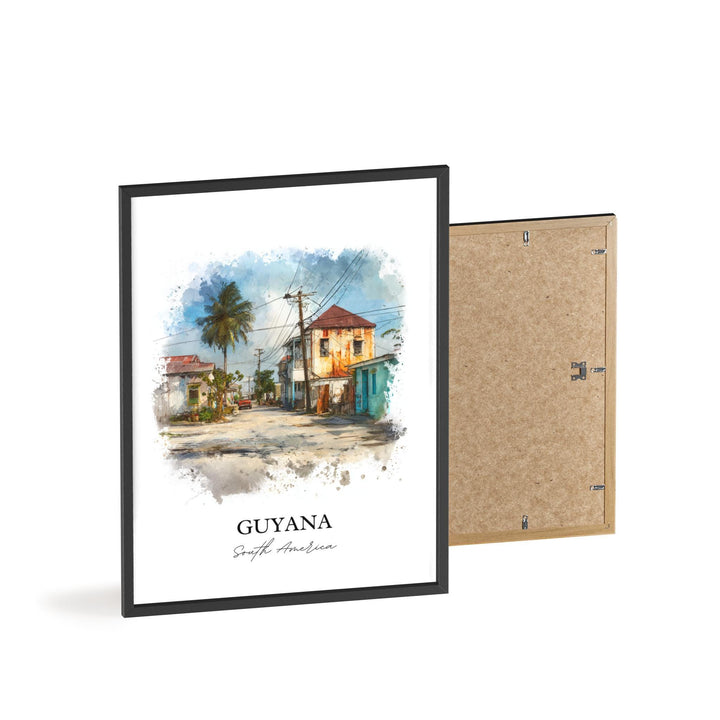 Guyana Wall Art, Guyana Print, Guyana Watercolor Art, Guyana Gift, Travel Print, Travel Poster, Housewarming Gift