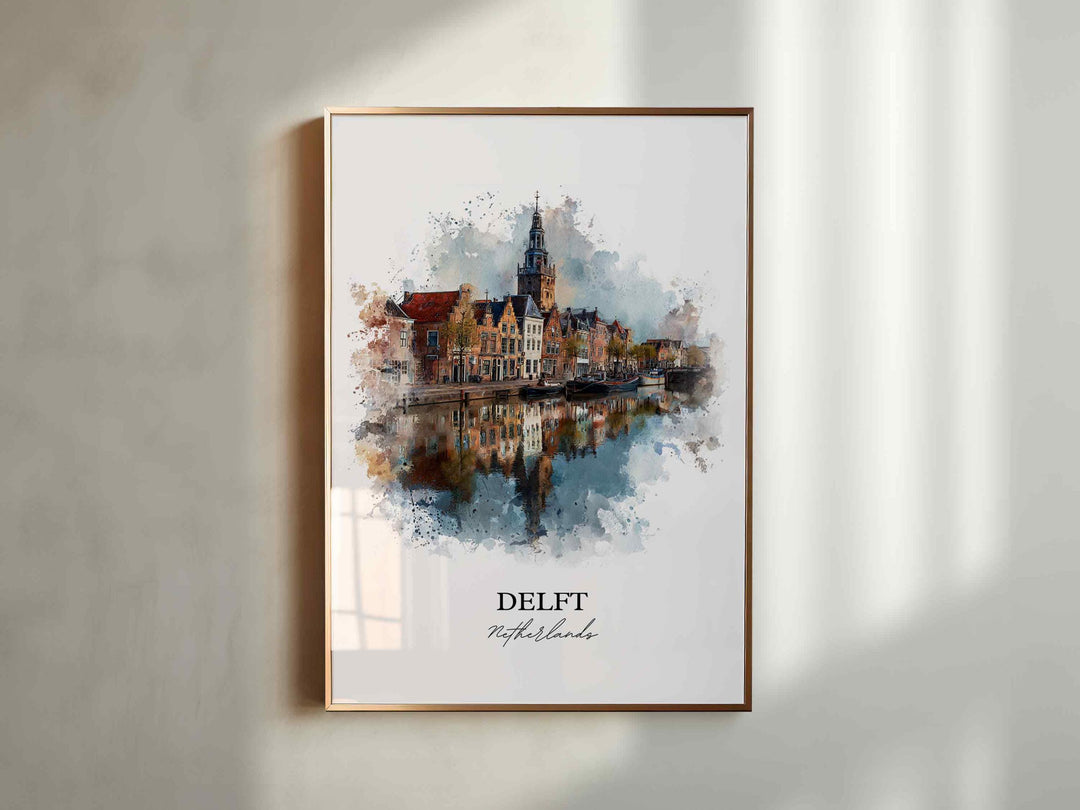 Delft, Netherlands – Watercolor Art Print