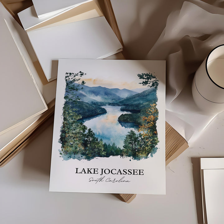 Lake Jocassee Wall Art, Pickens SC Print, South Carolina Watercolor, Lake Jocassee SC Gift, Travel Print, Travel Poster, Housewarming Gift